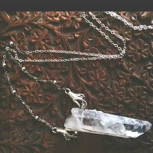 Raw Quartz Point Silver Toned Mystic Necklace